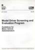 Model Driver Screening and Evaluation Program-Guidelines for Motor Vehicle Administrators (Report)